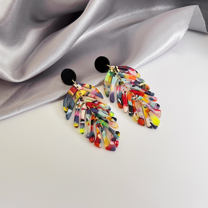 1 Pair Fashion Leaf Acetic Acid Sheets Plating Women's Drop Earrings display picture 5
