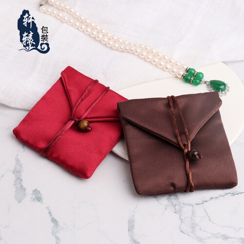 Pure Color Ancient Gold Storage Bag Gold Bracelet Jade Bead Jewelry Pouch Fabric Bag Packaging Bag Chinese Logo