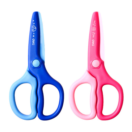 Deli 6067 plastic scissors kindergarten scissors for children and students handmade DIY small safety paper scissors art