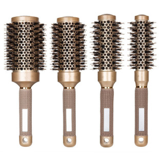 Spot Golden Cylinder Curling Roller Comb Styling Mane Comb Air Aluminum Tube Ceramic Roller Comb Hairdressing Comb