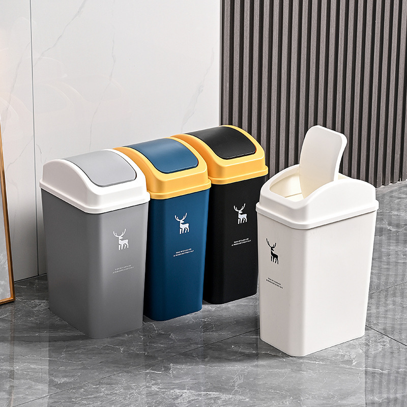 Capacious plastic garbage can for home use
