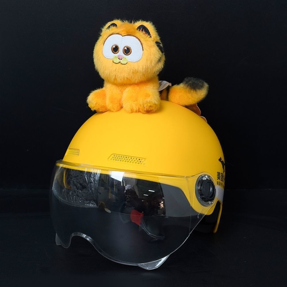 Garfield cat helmet decoration, delivery helmet accessory, high-end cute motorcycle helmet, universal and detachable