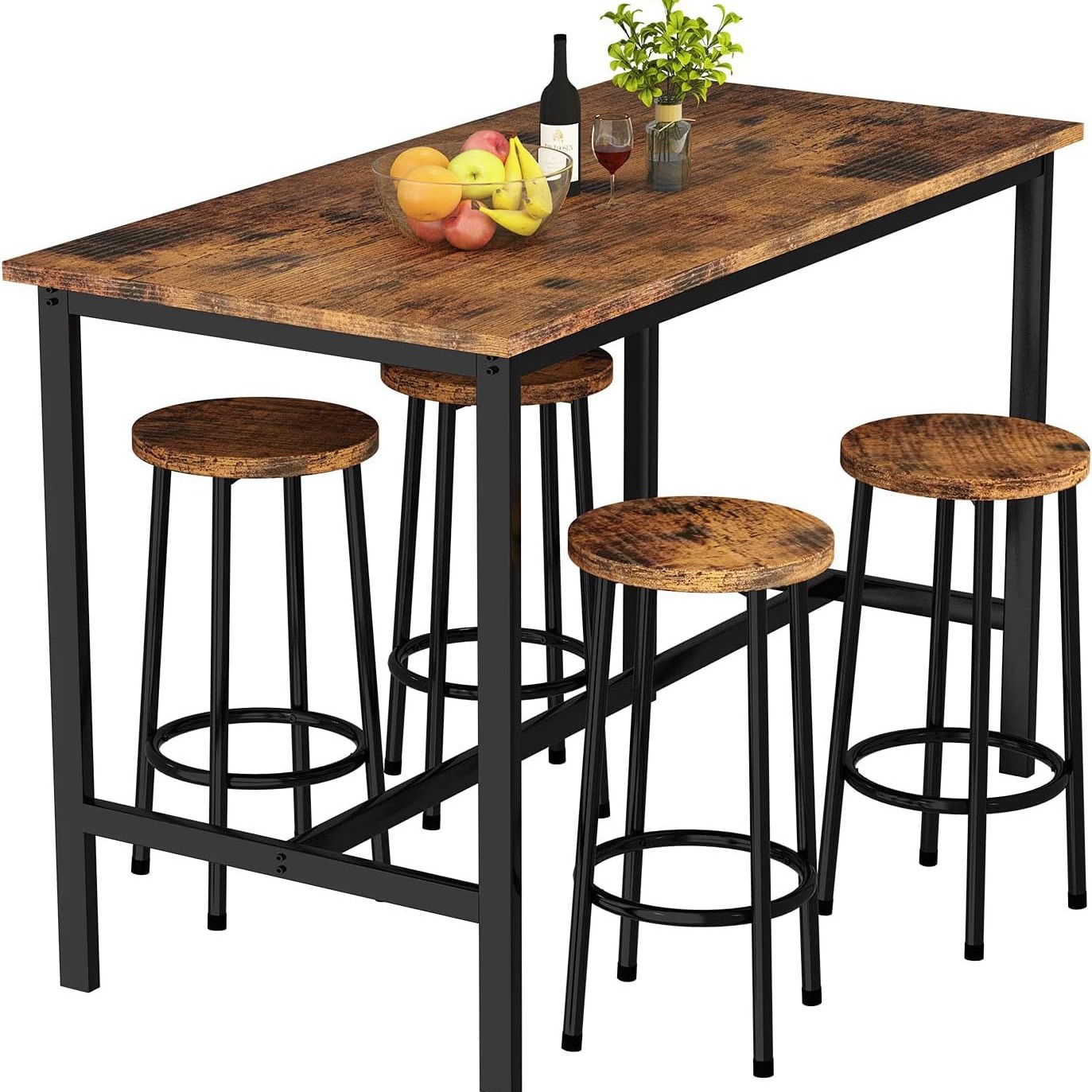 Mesa y silla de comedor de Amazon, mesa y silla de comedor doméstica moderna y simple, fabrica de mesa y silla de madera de hierro de lujo simple