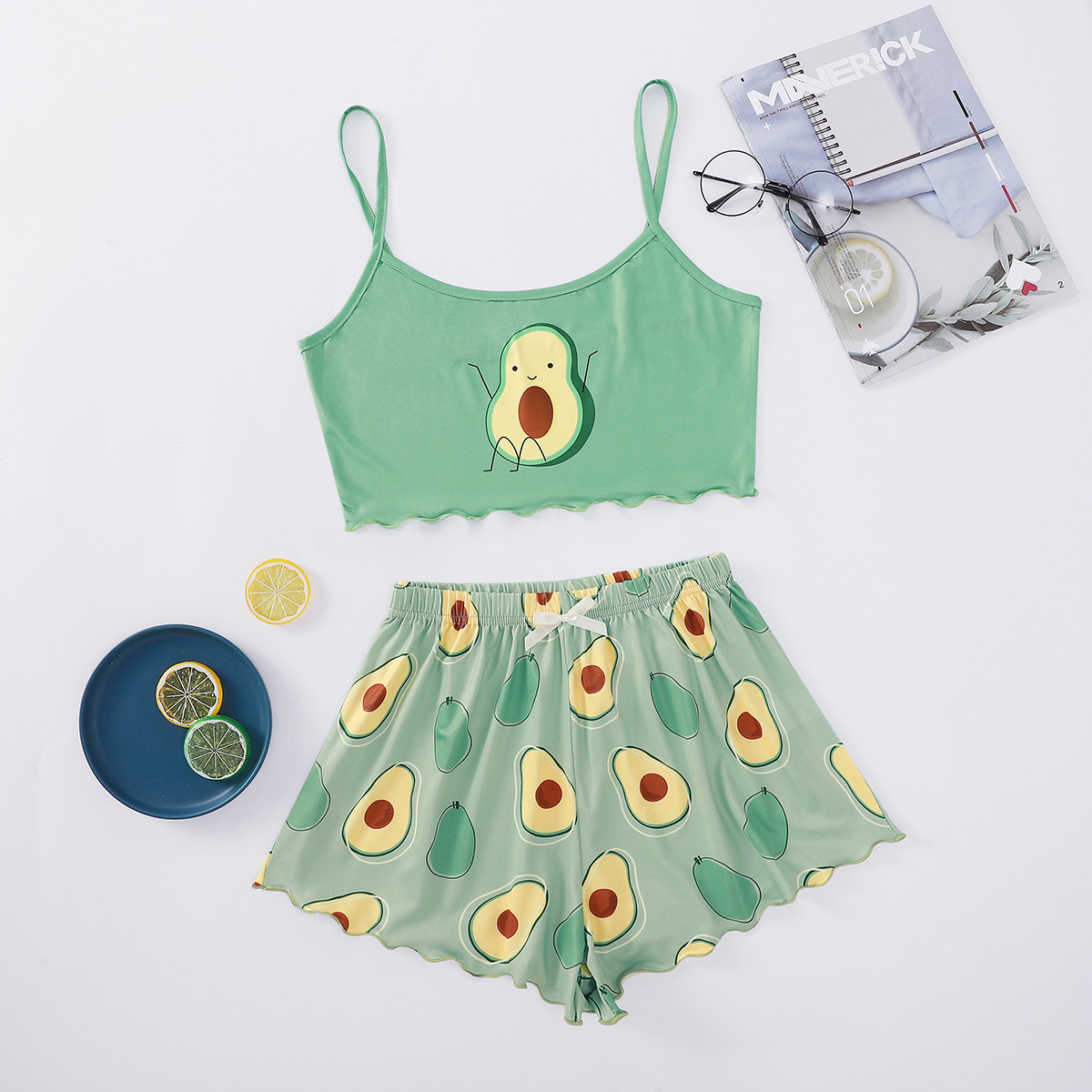 New Creative Avocado Print Camisole Top...