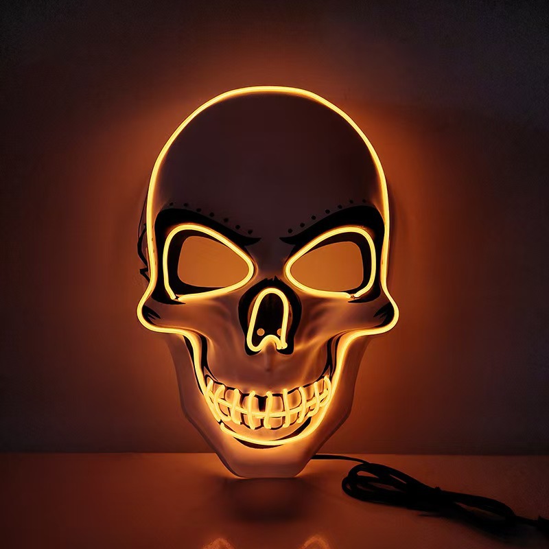 Halloween máscara de luz fría de PVC cráneo blanco máscara luminosa de fantasmas de terror