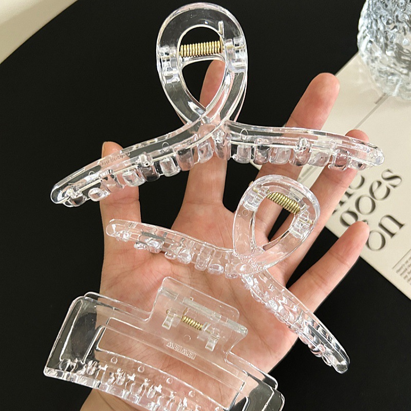 Fábrica de venta directa spot 2025 nuevo acrílico gran clip de agarre transparente clip desnudo clip inferior accesorios de clip de pelo manual image 3
