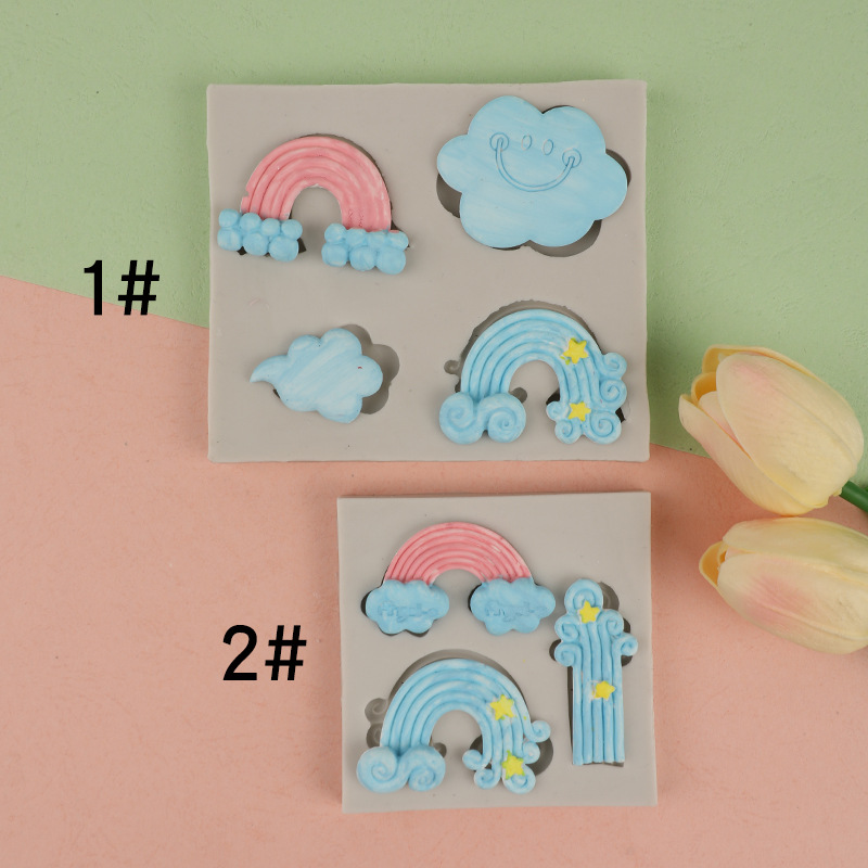 Nube Arco Iris flujo de aire modelado molde silicona DIY creativo hornear Decoración Accesorios fondant pastel chocolate
