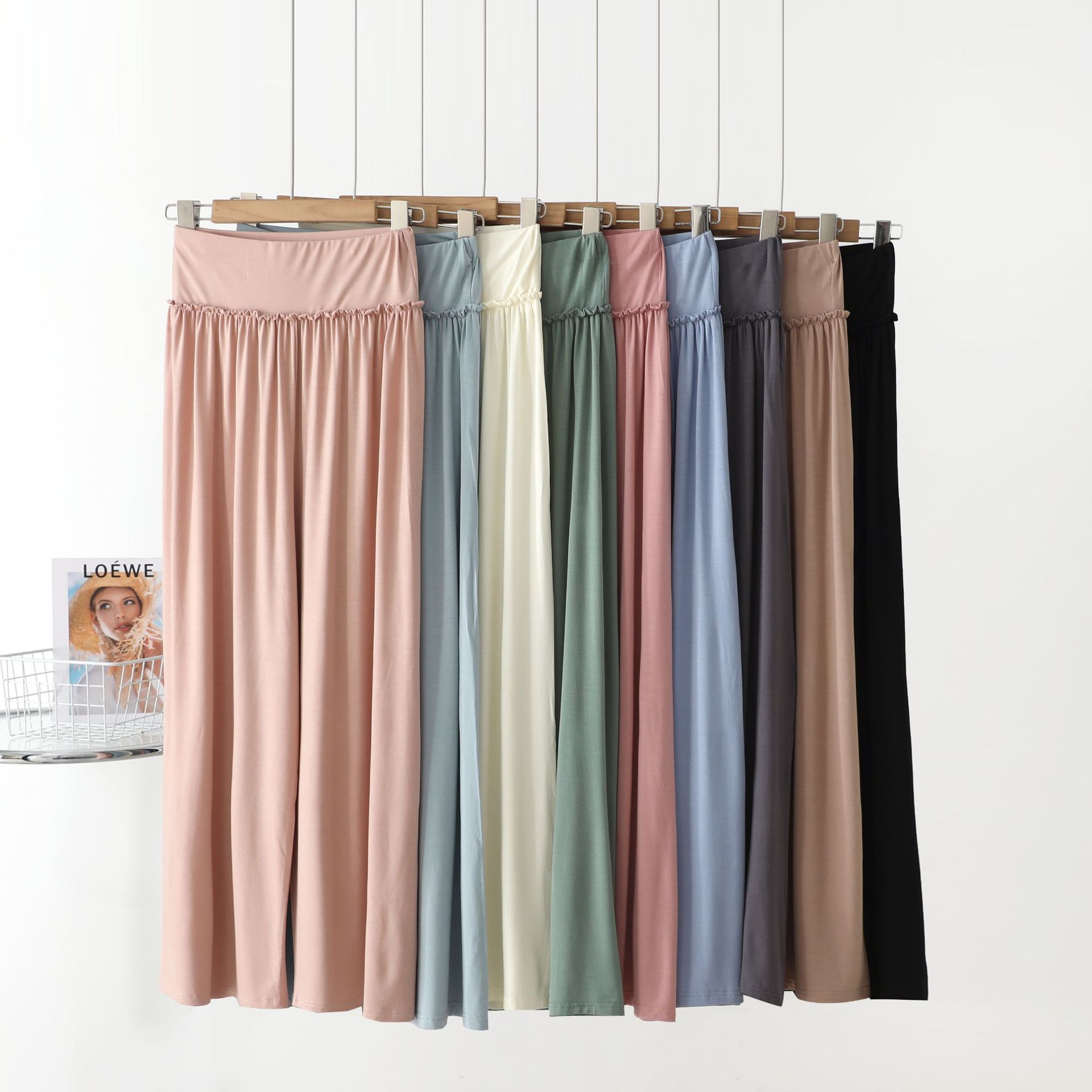 Осенние штаны, высокая талия, свободный прямой крой, по фигуре