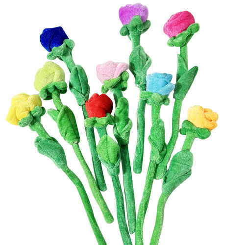 Colorful Rose Bouquet Series Plush Toys, Multicolor, Bendable, Company Exhibition Activity Gift, Festival Gift