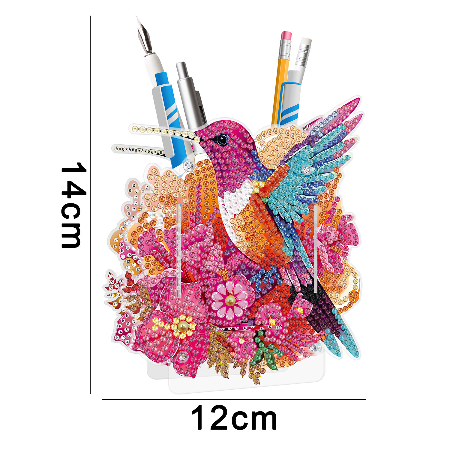 Accesorios para pintura de diamantes, soporte para bolígrafos DIY, estuche de PVC con diamantes de imitación de doble cara con diseño de animales, decoración de escritorio, disponible para distribución al por mayor.