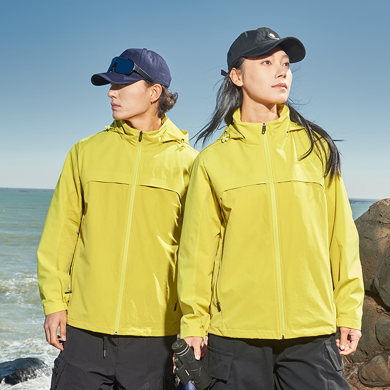 Jieke Wolf King 2025 Spring and Autumn New Single-Layer Men's Outdoor Waterproof Jacket with Hood