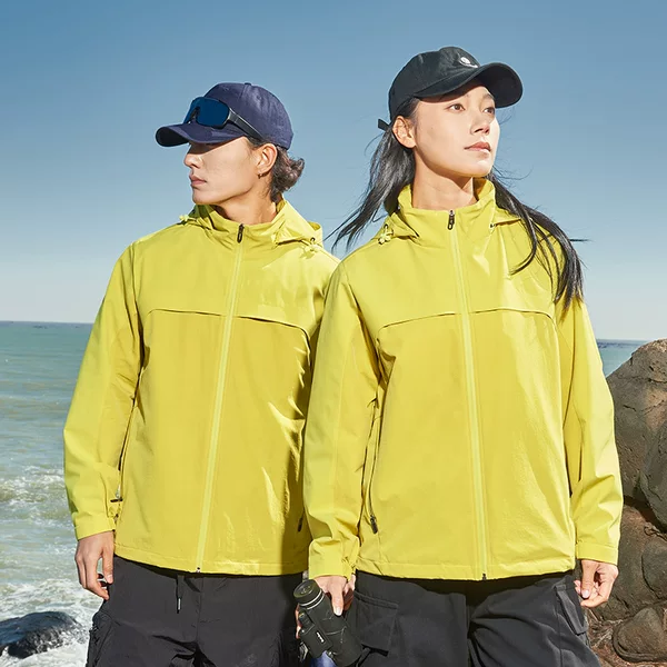 Jieke Wolf King 2025 Spring and Autumn New Single-Layer Men's Outdoor Waterproof Jacket with Hood