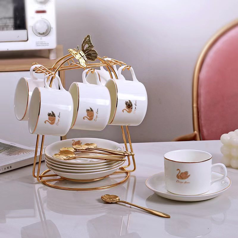 Taza de cerámica europea, taza de café, taza de café simple, taza de café doméstica, taza de café de lujo pequeña, taza de café latte de cerámica