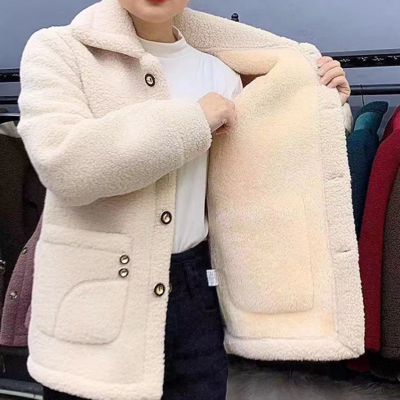 Plush cotton-padded clothes Special thick Lambswool coat Mom outfit Middle-aged and elderly people Fur one Fur imitation Short coat
