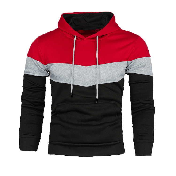 Men's Clothing Autumn and winter blue street casual sports sweatshirt loose side seam pocket block color youth hoodie_senzul.com