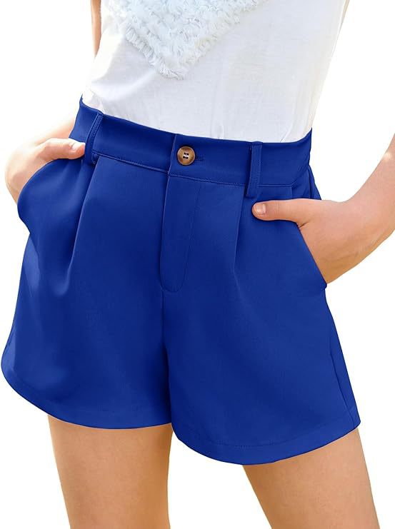 2025 Cross-Border Girls' Thin Solid Color Summer Elastic Waist Wide-Leg Casual Uniform Shorts with Pockets 5031