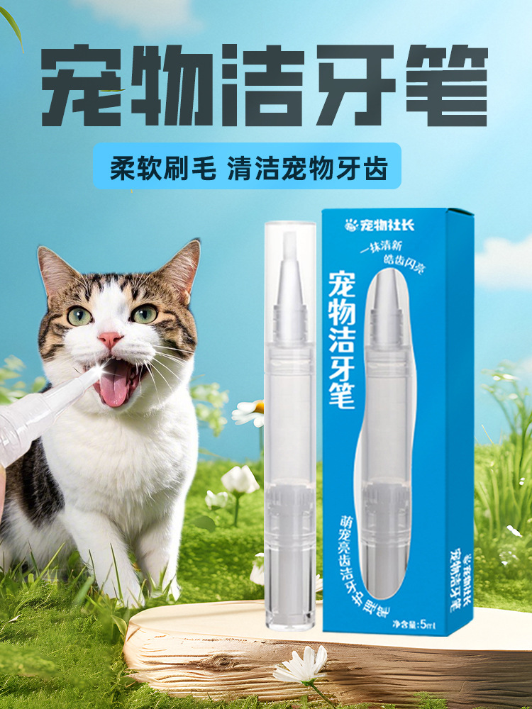 Cat and dog teeth cleaning pen with calculus remover