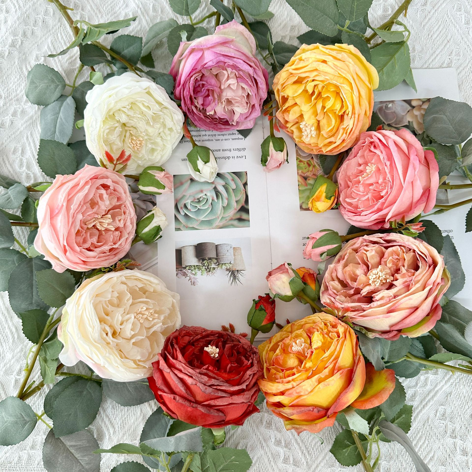 Nouveau Produit Simulation 2 Reine rose décoration de la maison décoration de mariage fleur à la main fleur DIY arrangement de fleurs en gros