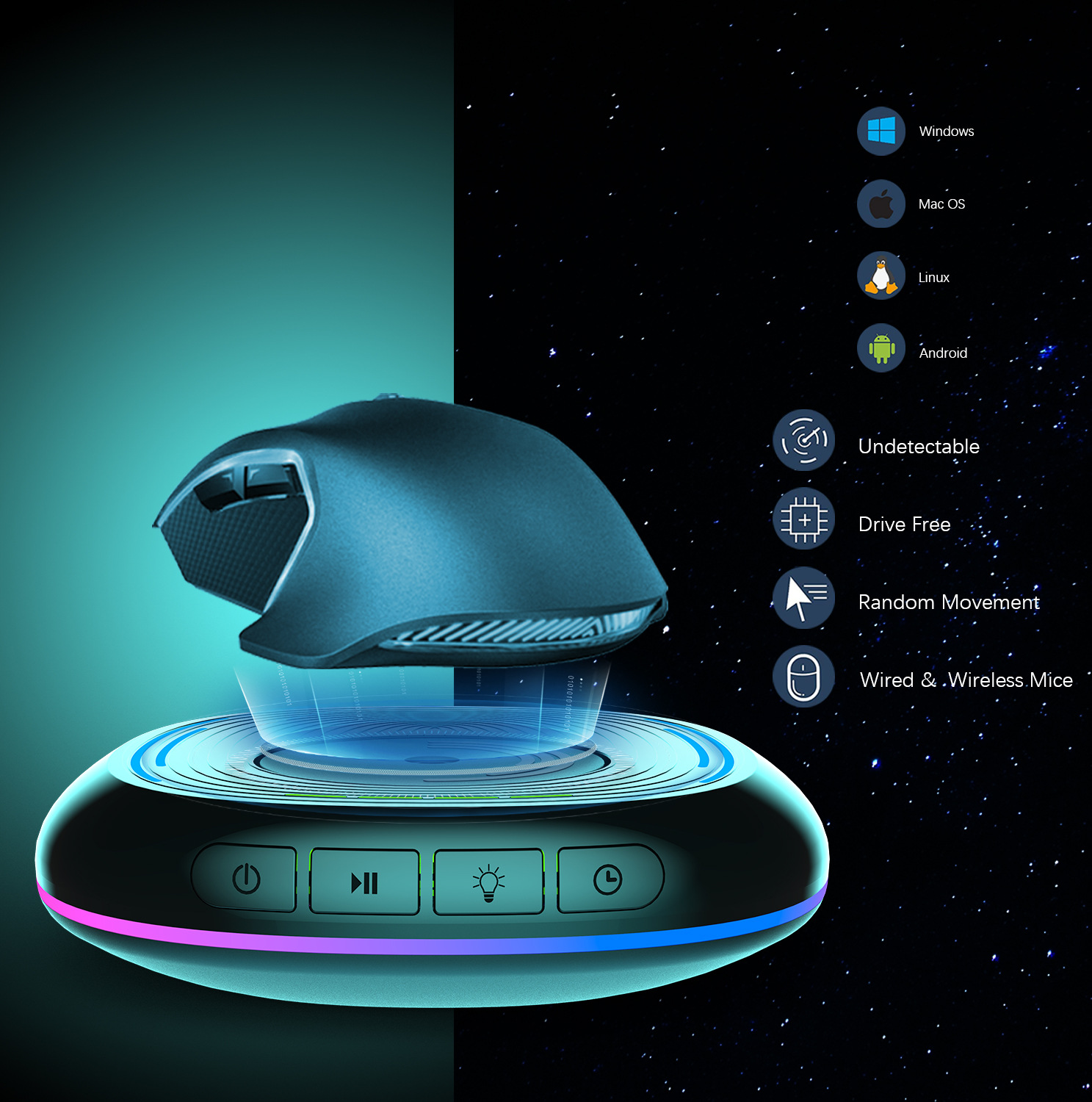 Ratón dispositivo móvil ratón virtual anti-Sueño automático móvil prevenir la pantalla de bloqueo de la computadora LED pesca artefacto Perezoso