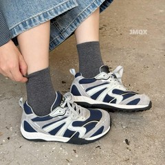 2025新款真皮厚底增高阿甘鞋女百搭休闲运动德训鞋系带跑步鞋韩版