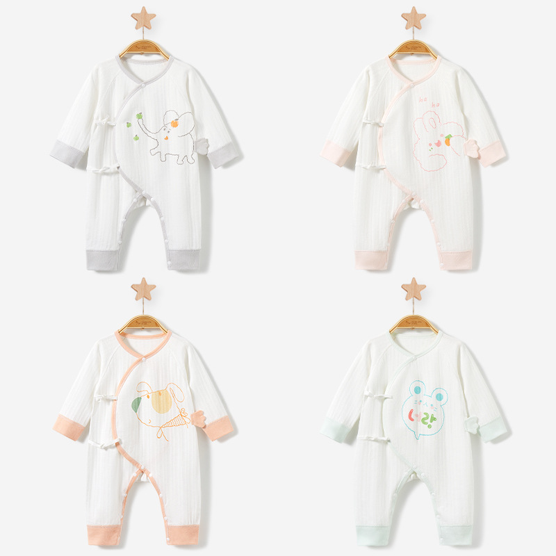 Ropa de recién nacido para primavera, otoño e invierno, pelele de algodón puro para principios de primavera, unisex, mono cálido para bebés.