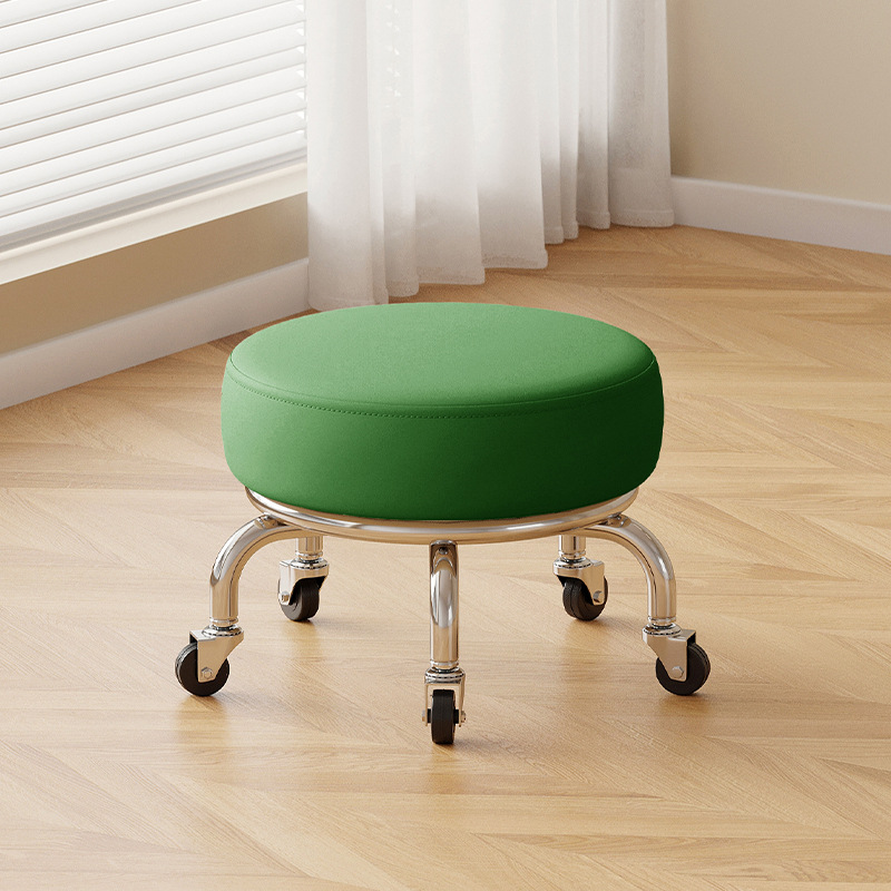 Polia doméstica taburete bajo rueda universal pequeño taburete silencioso rotativo taburete redondo móvil con artefacto moderno y simple