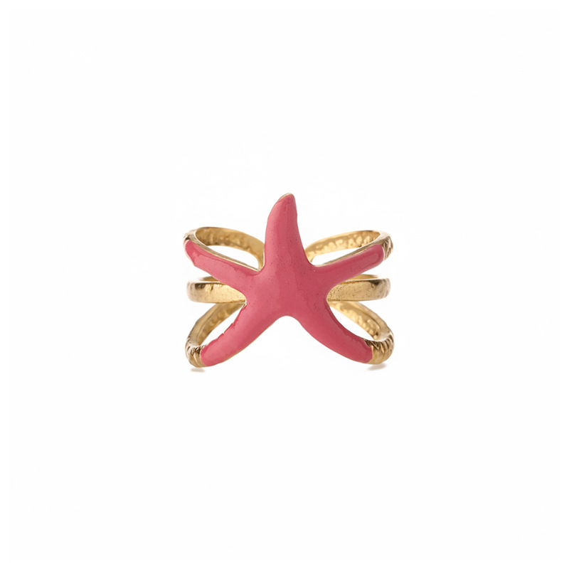 Taina Europa y América verano playa de vacaciones marinas estilo estrella de mar colorido anillo de goteo de aceite nicho de diseño joyas