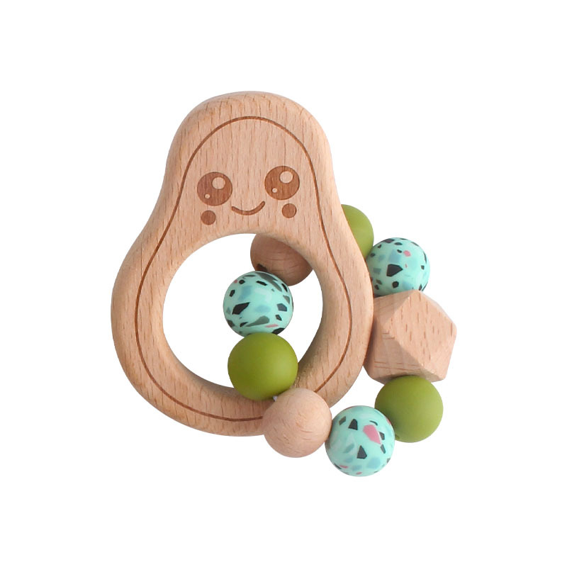 Bebé DIY creativo haya chupete clip pezón Cadena de leopardo perlas silicona Beech animal juguete teether palo