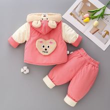 婴儿冬季套装加厚棉衣三件套外出服新生儿衣服保暖宝宝棉袄棉服冬