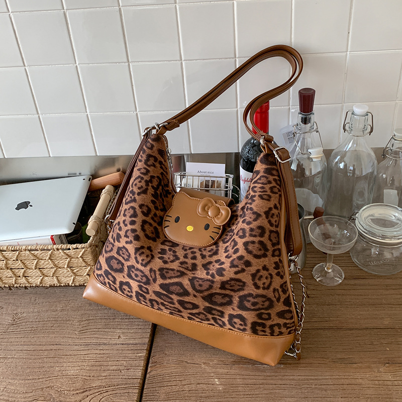 休闲大容量豹纹包包女2025新款一包多用双肩后背包通勤单肩托特包