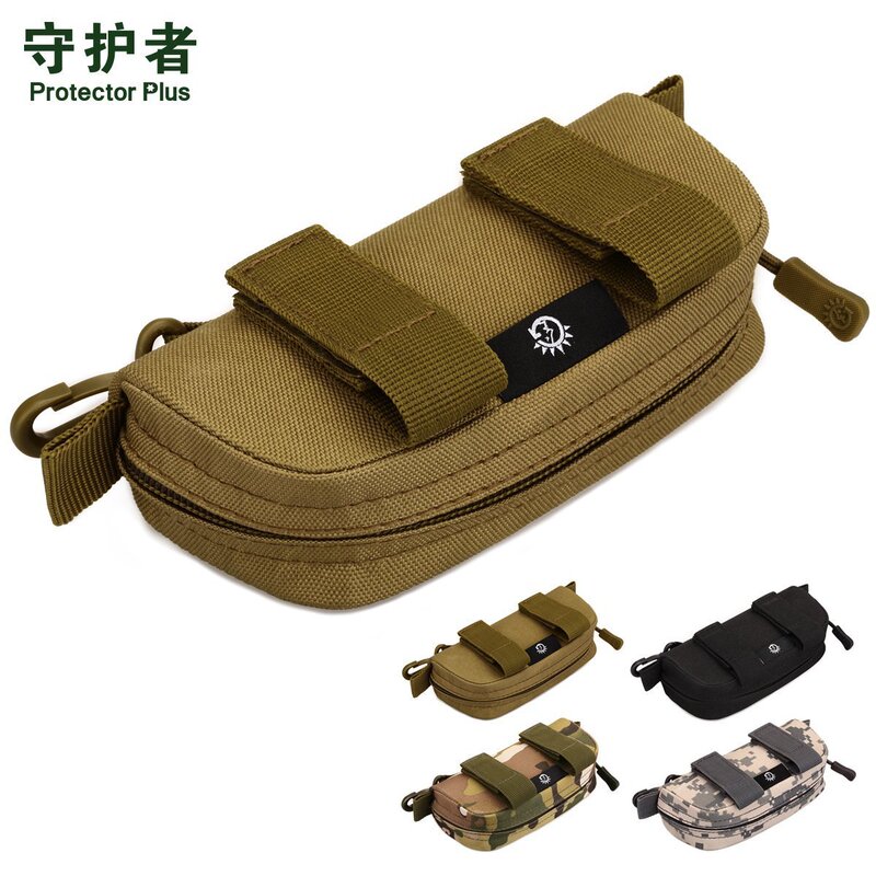 Tactical storage bag nylon hard shell glasses box with Molle system protection box multi-purpose accessory bag sunglasses bag