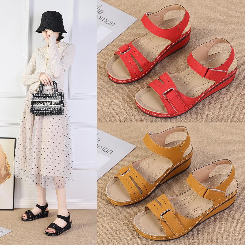 sandals wedge heel with velcro platform with a strap