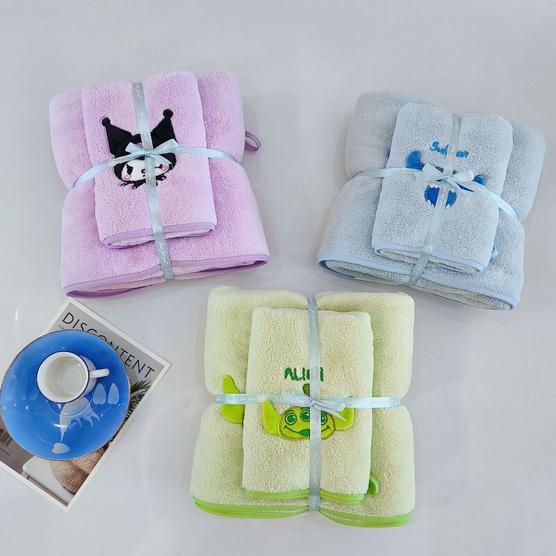Autumn and Winter New Three-eyed Sullivan Bath Towel Bath Wrap Towel Coral Fleece Cartoon Kulomi Towel Dry Hair Hat Set Towel Autumn and Winter New Three-eyed Sullivan Bath Towel Bath Wrap Towel Coral Fleece Cartoon Kulomi Towel Dry Hair Hat Set Towel