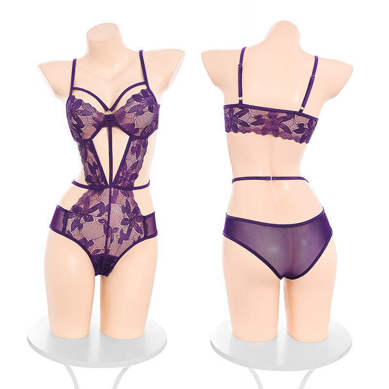 7036 ropa interior de emoción sexy y pura. La cintura de encaje de ondulación puede abrir la pijama.