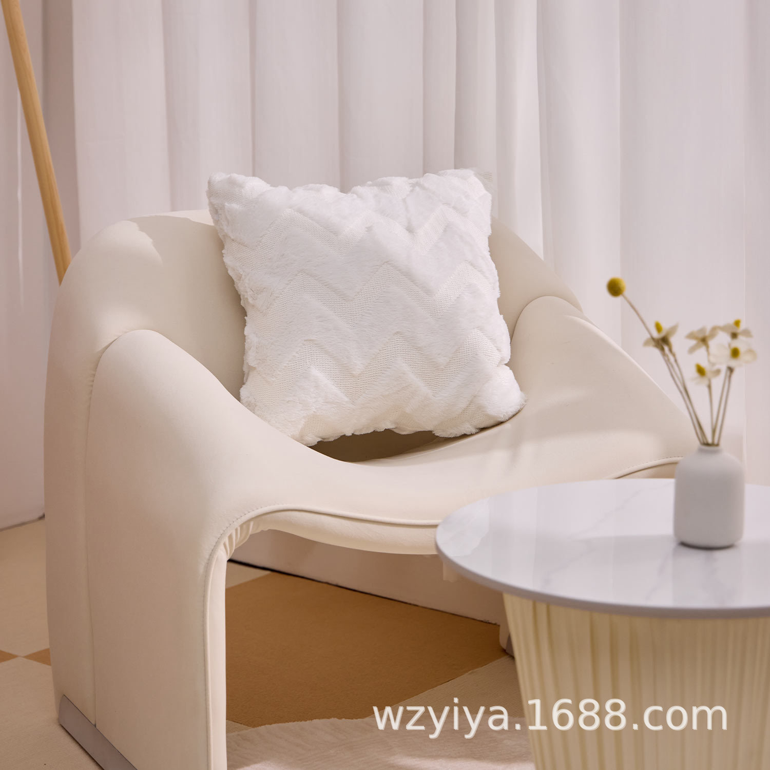 Estereoscópico estriado almohada moderna simple de peluche sofá de oficina cojín de cojín