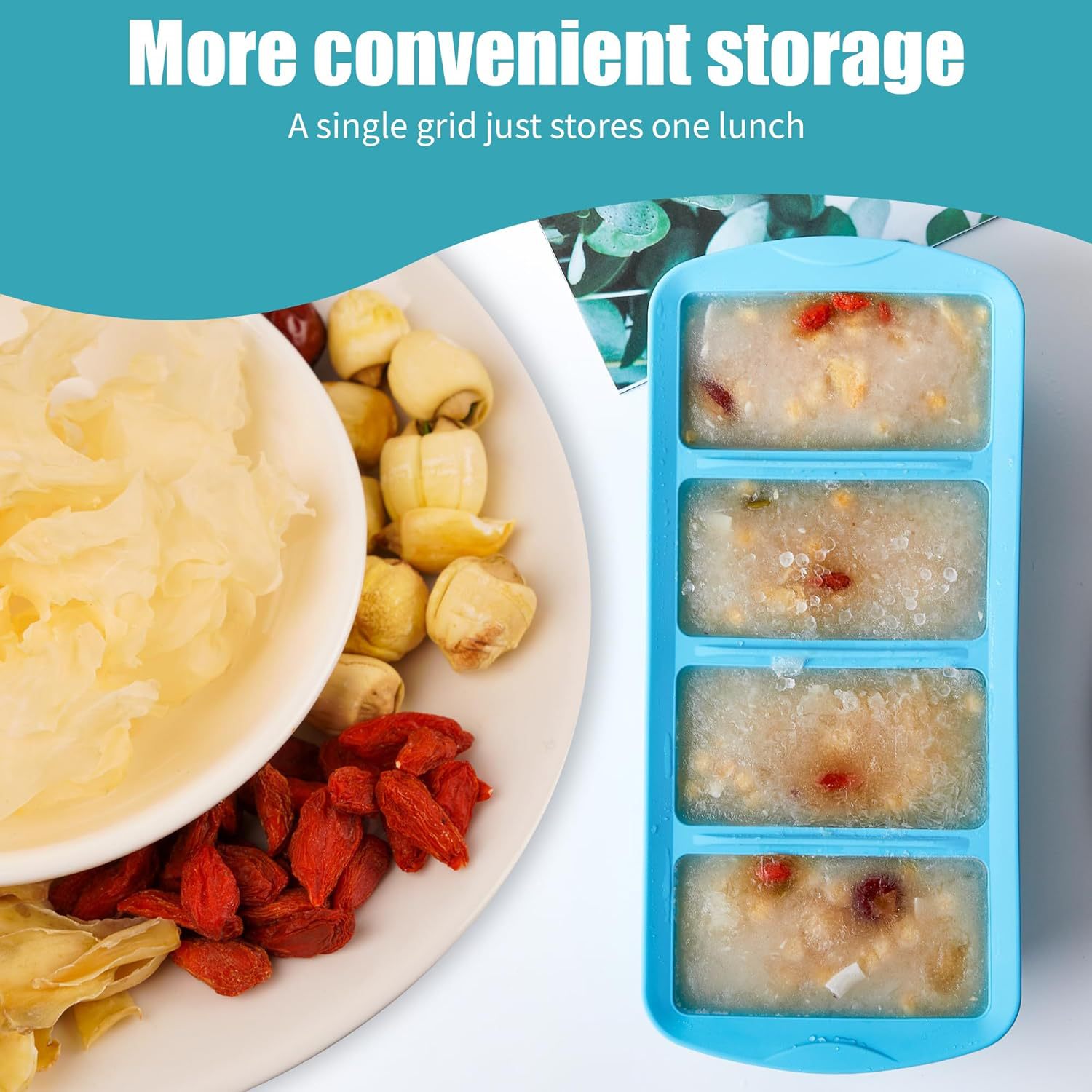Big food silicone, handheld storage box, 4 cells 2