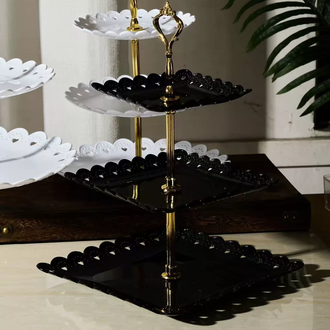 Light luxury tray display rack snack rack home cross-border living room kitchen multi-layer cake fruit storage special plate