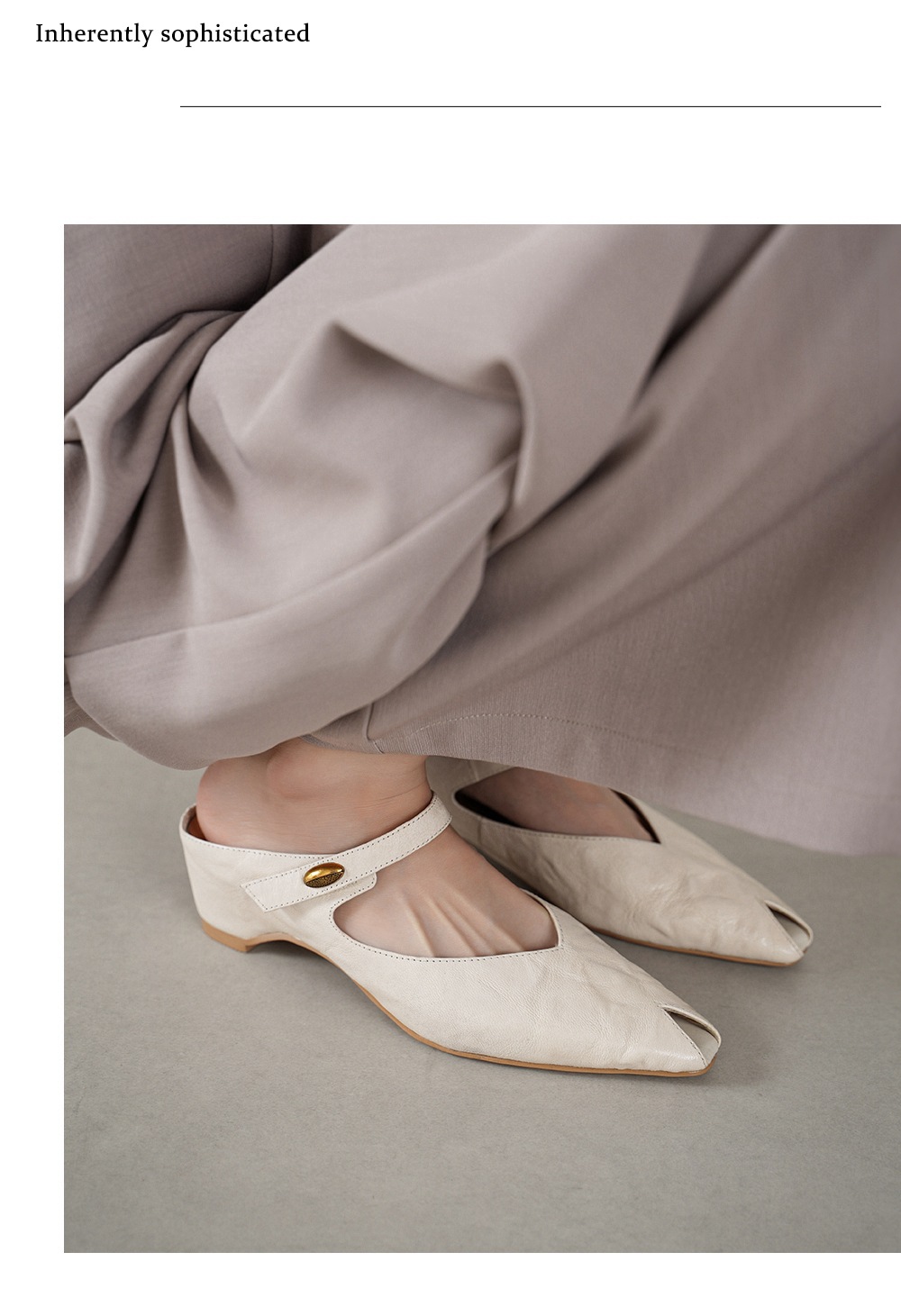 Sandal nữ mũi nhọn quai ngang gót vuông 7 cm da cừu — đen chi tiết 9