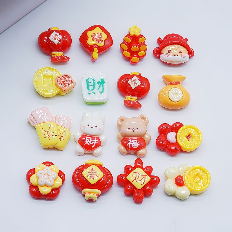 春节贺岁卡通树脂小号亮面奶油胶发夹手作美甲儿童玩具配饰配件