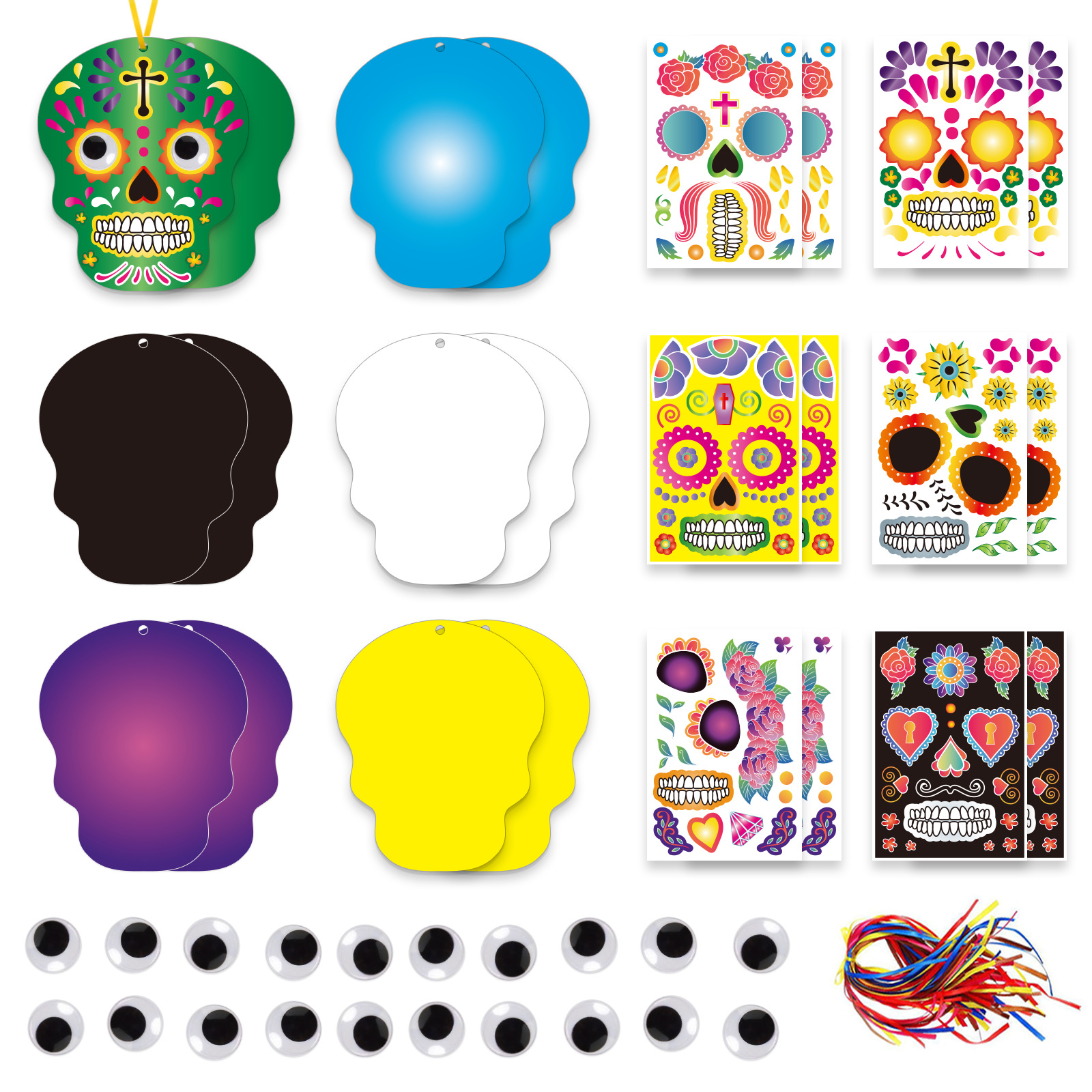 Juego de Pegatinas de Calabaza y Calavera para Halloween de Papel Artesanal, DIY, Decorativo, para Fiestas