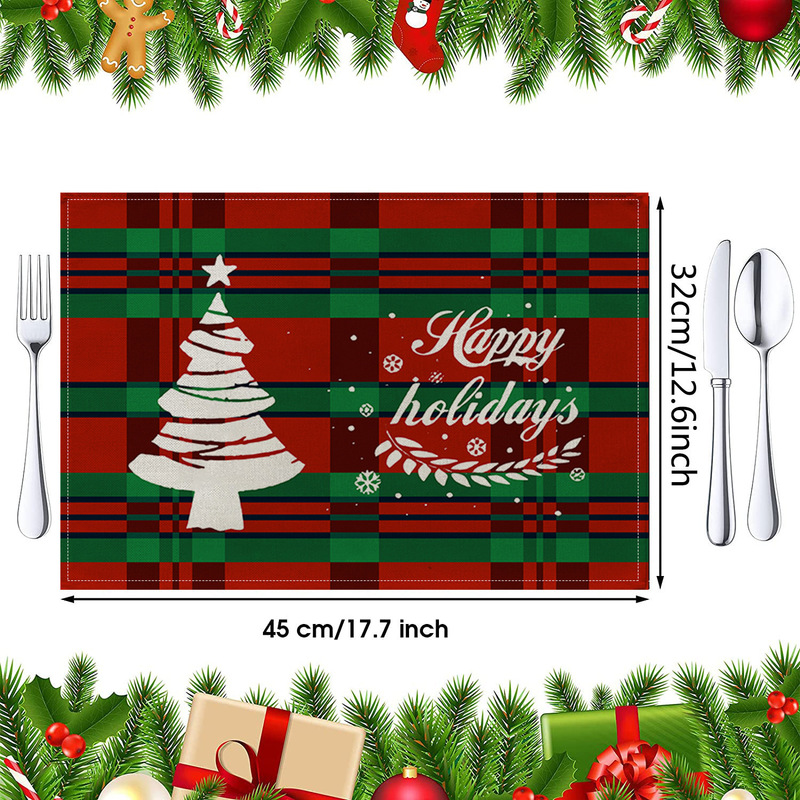 Jity Amazon 人気のクリスマスプレースマット レストラン雰囲気レイアウト テーブルマット リネンプリント断熱マット 洋食マット|undefined