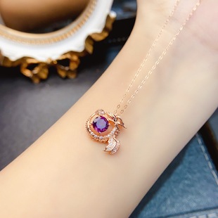 Factory wholesale explosions natural amethyst pendant S925 silver inlaid main stone 6*6 selling Europe and the United States a generation of hair