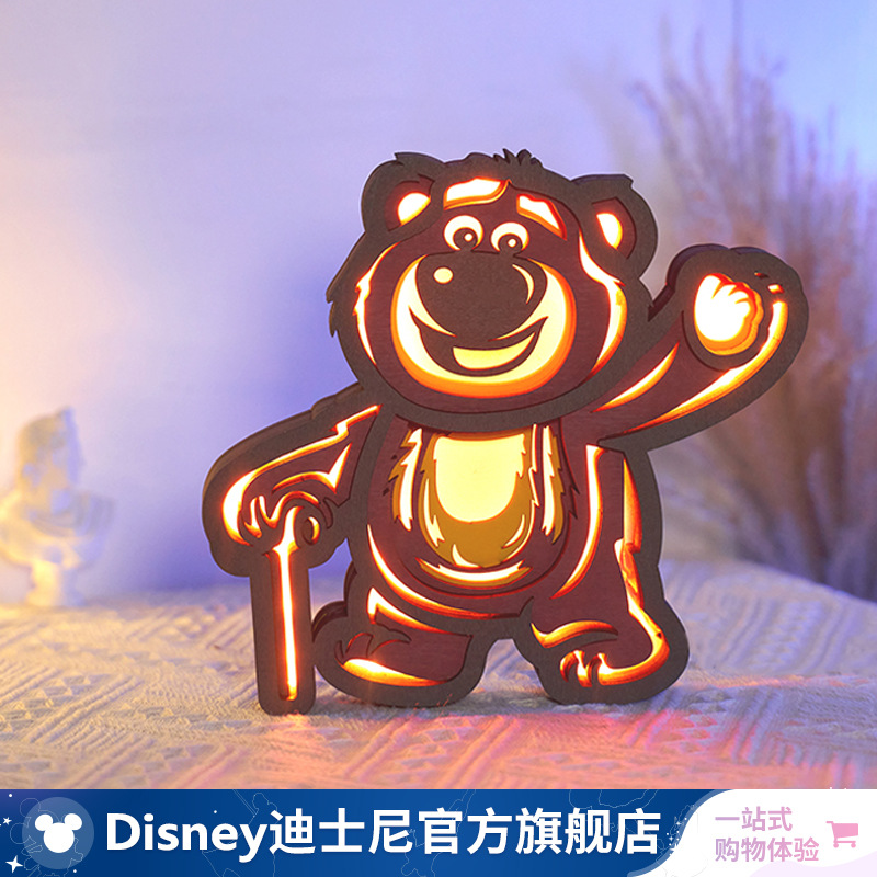 Hot sale strawberry bear desktop night light creative 3D night light laser hollow three-dimensional carving lamp personalized gift generation