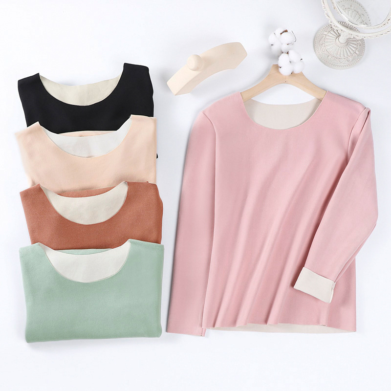 New seamless thermal underwear women's heating brushed velvet long-sleeved top bottoming autumn and winter clothes long pants plus size suit