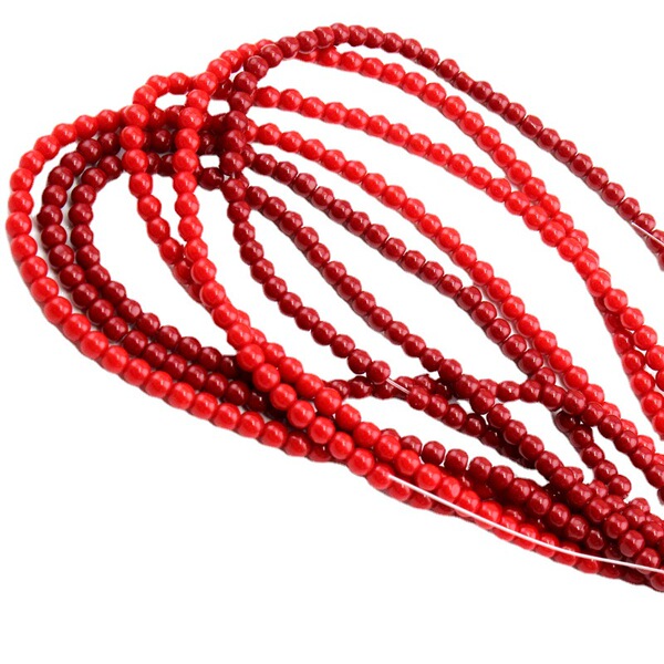 Glass coral round beads