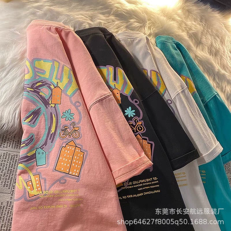 2024 Женская одежда, новая весенняя одежда, дизайнерская футболка с короткими рукавами, женская мода, киоск внешней торговли, популярная поставка одежды оптом