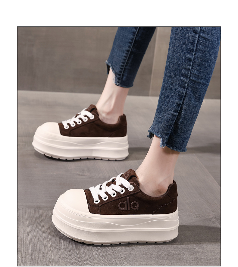 Giày sneaker nữ đế dày tăng chiều cao HY9858 phong cách platform — màu nâu chi tiết 15