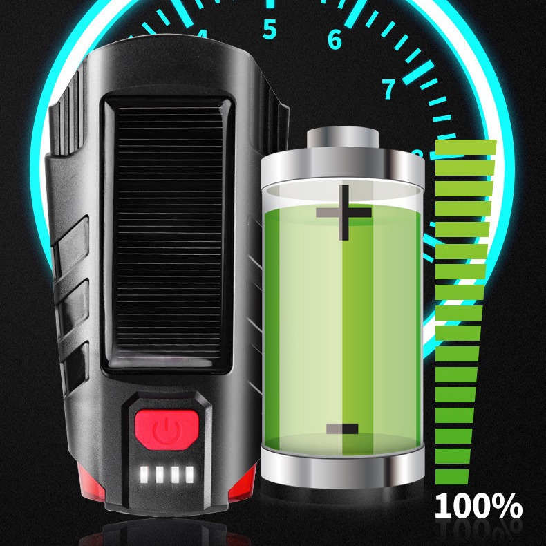 Luz solar de la bicicleta carga faro T6 mecha cuerno luz nueva transfronteriza T6 Faro de carga USB