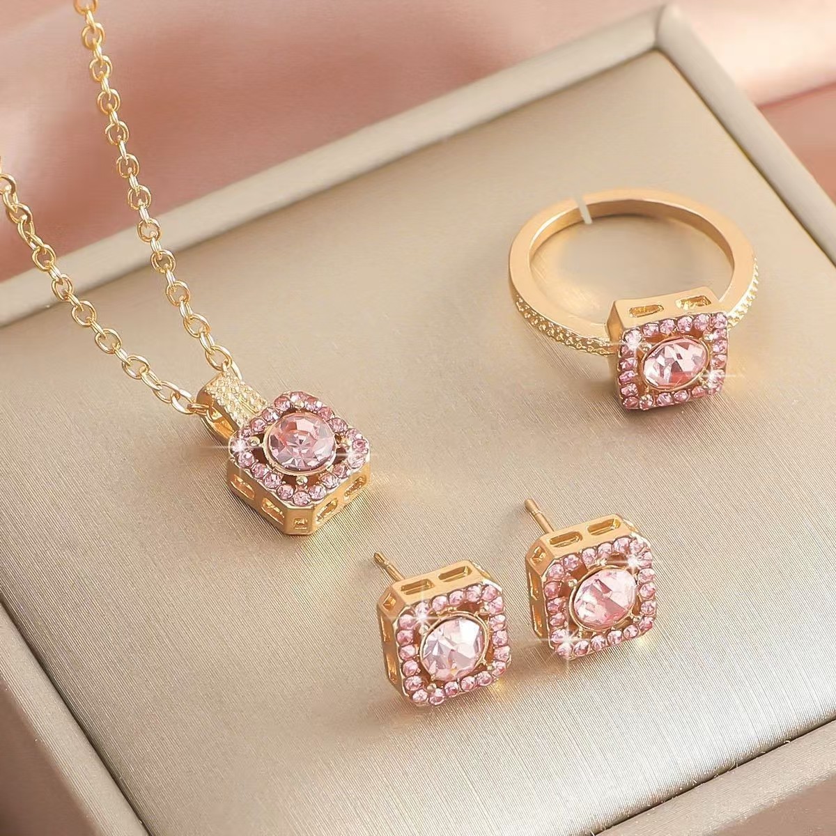Gold and pink diamond combination