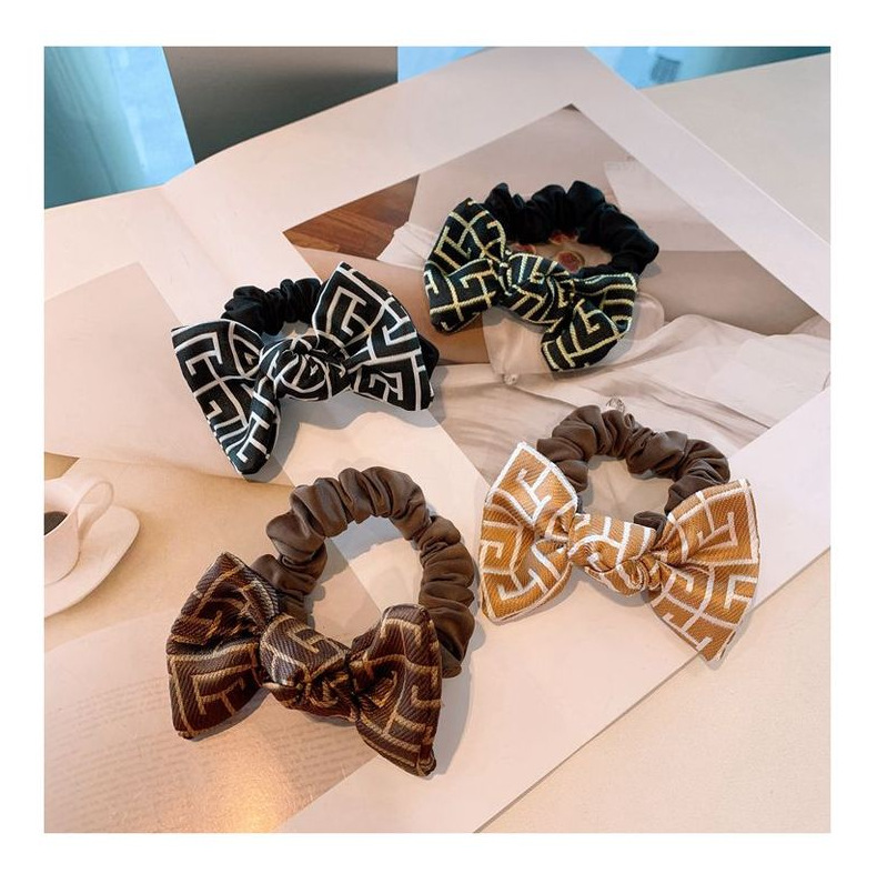 Korea Retro Printed Cute Little Bowknot Hair Scrunchies display picture 13